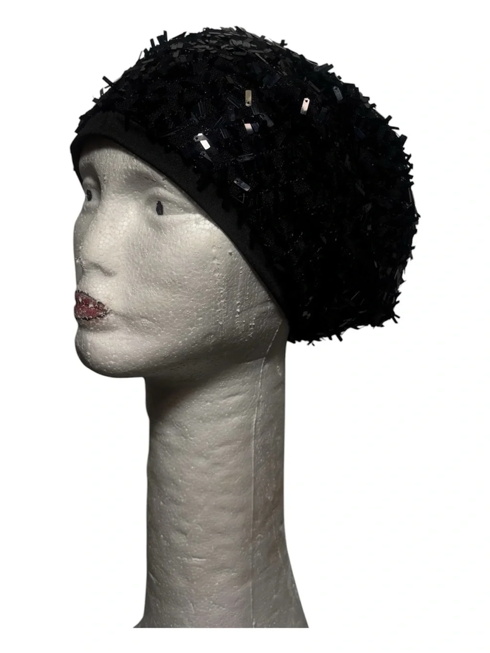 Sequined Black Beanie Hat